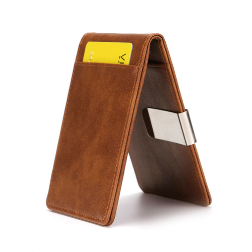 Cross-border hot selling men's PU leather creative wallet flip cover men's dollar clip short card holder card holder wholesale
