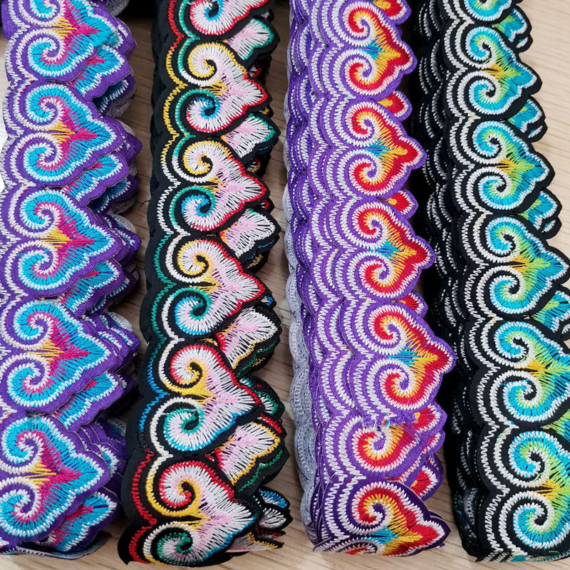 3.5CM彩色桃心祥云熨烫背胶布贴 少数民族傣族背包车饰服装饰辅料