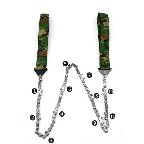 24-inch survival chain saw hand-pulled camouflage outdoor camping pocket chain saw portable garden logging wire saw tool