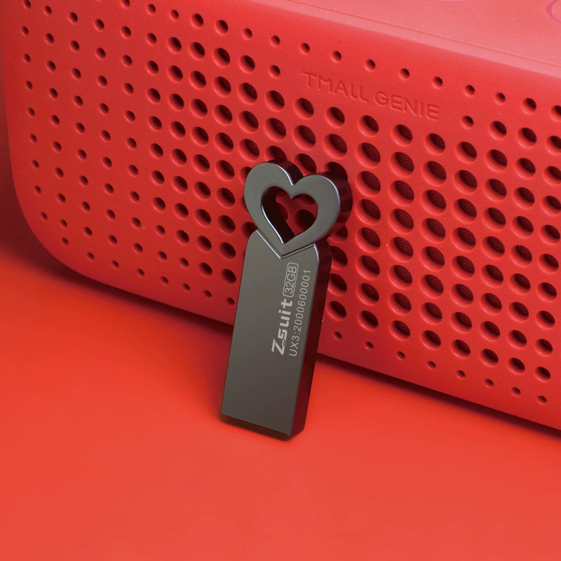USB-флешка, металлический сердечный дизайн, варианты 8 МБ–128 ГБ, USB2.0/USB3.0, портативное хранение