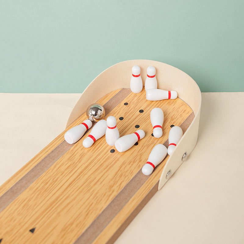 Mini bolos de interior para niños bebé jardín de infantes hogar bola de madera juego interactivo entre padres e hijos juguete de pelota