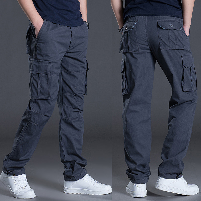 Manufacturers Spring Multi-Pocket Crane Pants Men's Loose plus size Cotton Casual Pants high quality Trendy Brand Men's Wear