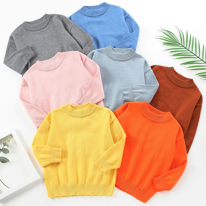 2026 Children's Sweater Baby Base Shirt for Older Children Knitted Sweater Thickened Pure Cotton Warm Boys' and Girls' Knitwear