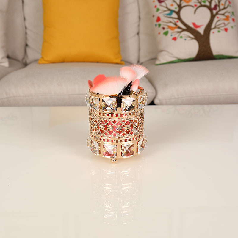 Crystal Pen Holder European-Style Creative Craft Ornament Nail Art Makeup Brush Storage Holder Wedding Candle Holder White Crystal