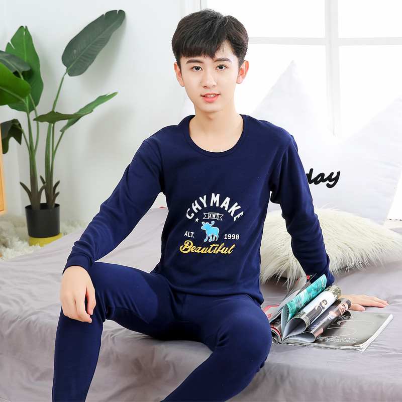 Conjunto de ropa interior para niños Niños Ropa de otoño para niños medianos y grandes pantalones largos traje adolescentes suéter de algodón suéter pantalones traje