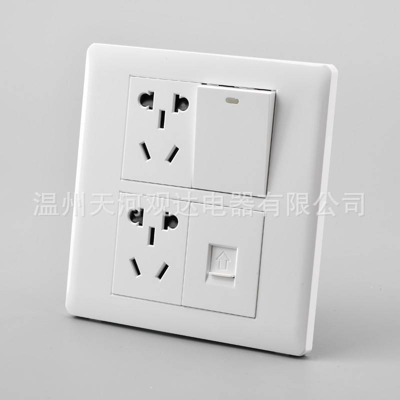 120 tipo de interruptor de pared socket fila enchufe hogar blanco socket interruptor panel fábrica al por mayor