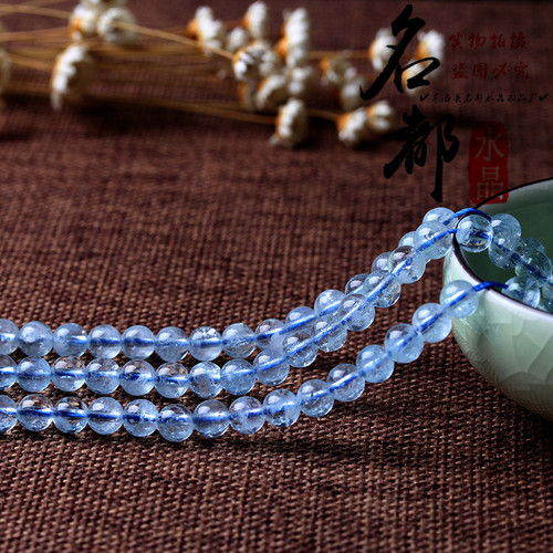 Natural crystal 8A aquamarine loose beads DIY jewelry accessories bracelet beads aquamarine semi-finished products wholesale