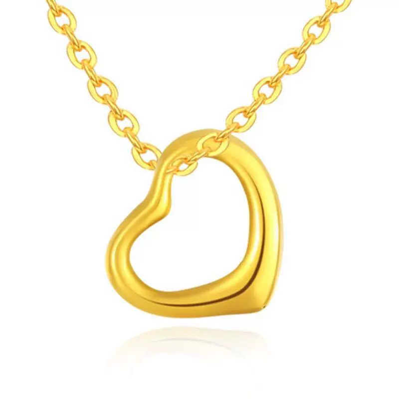 5G黄金999足金爱心单吊坠女3D硬金桃心心形挂坠18K金项链饰品批发