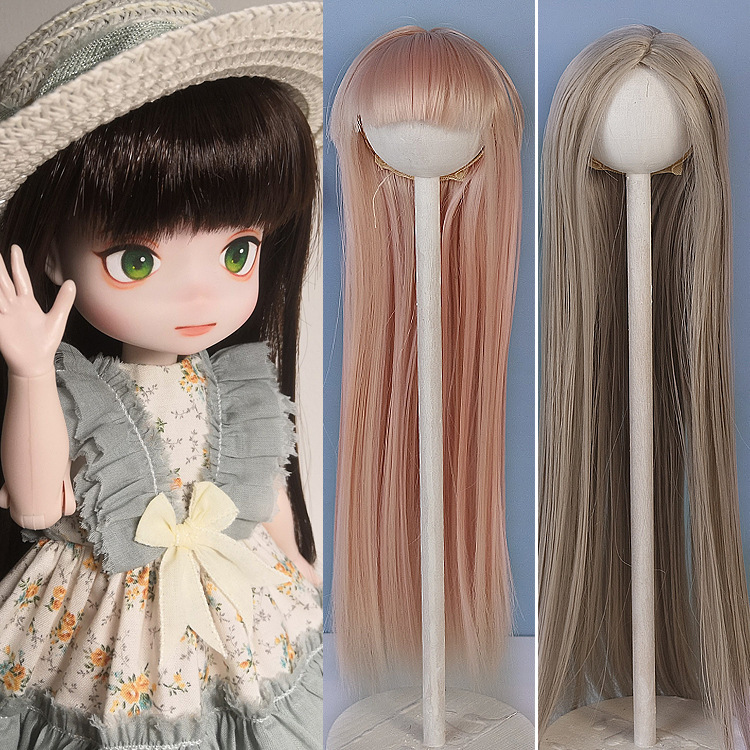 BJD doll SD wig 6 points bangs straight long hair high temperature silk antique men's and women's doll fake hair in stock BJD doll SD wig 6 points bangs straight long hair high temperature silk antique men's and women's doll fake hair in stock