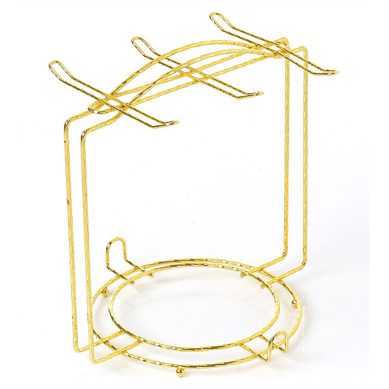 European-style wrought iron stainless steel coffee cup and saucer rack golden cup rack water cup rack storage upside down 6 cup rack