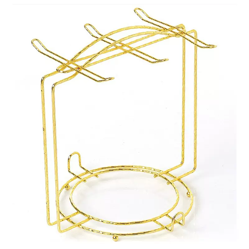 欧式铁艺不锈钢咖啡杯碟架子金色杯架水杯挂架置物储物倒挂6杯架