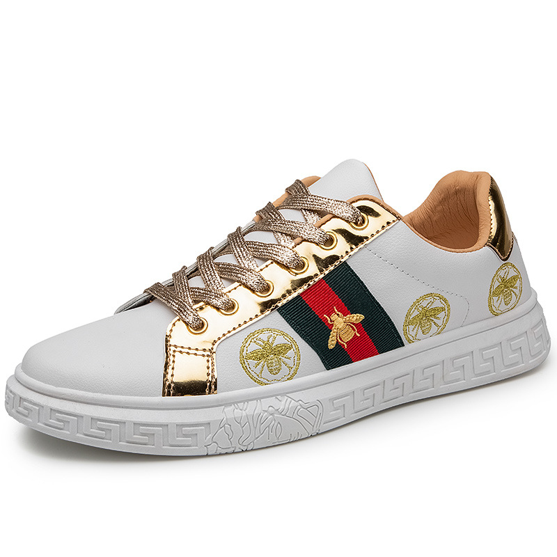 European Station Fashion Spring and Summer Men's Casual Sneakers British Little Bee-Shaped Men's Catwalk Sneakers Breathable Men's Shoes