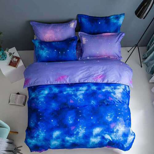 Cross-border new starry sky bedspread pillowcase Amazon printed bedding set with three pieces home textile wholesale