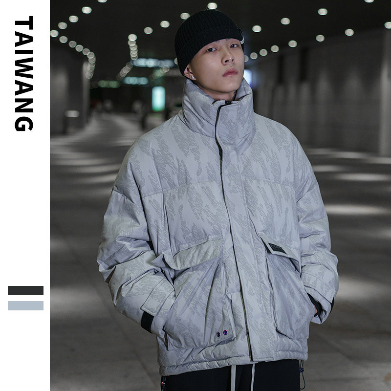 Herrenbekleidung Thai King Herrenbekleidung 2024 Wintermantel im neuen Stil mit Buchstabendruck, lose Seidenbaumwolljacke, High-End-Modemarke, Seidenbaumwolljacke für Herren_voghion.com
