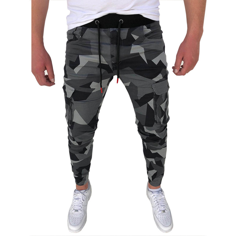 European size plaid casual European and American brothers camouflage sports pants Men's Fitness pants running training pants wholesale