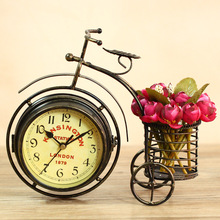 赫埠三轮自行车座钟 铁艺钟表复古座创意铁艺摆件工艺装饰品 座钟