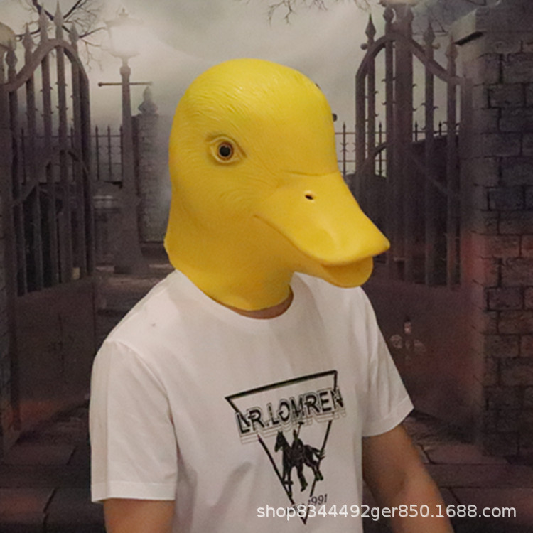 Máscara de pato poco pato amarillo látex animal cabeza cubierta divertida Divertida máscara de ganso cabeza cubierta Cosplay rendimiento props