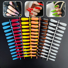 Chic Long-Style Solid Color Multi-Color Coffin Nail Artificial Nail Stickers Ballet Wear Nail Art Nail Sheet Pack