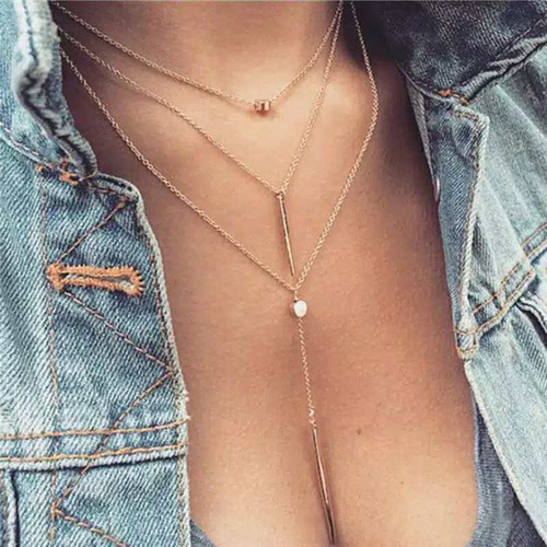 Cross-border alloy multi-layer necklace Hip-hop style star and moon pendant fashionable temperament human head profile lockchain
