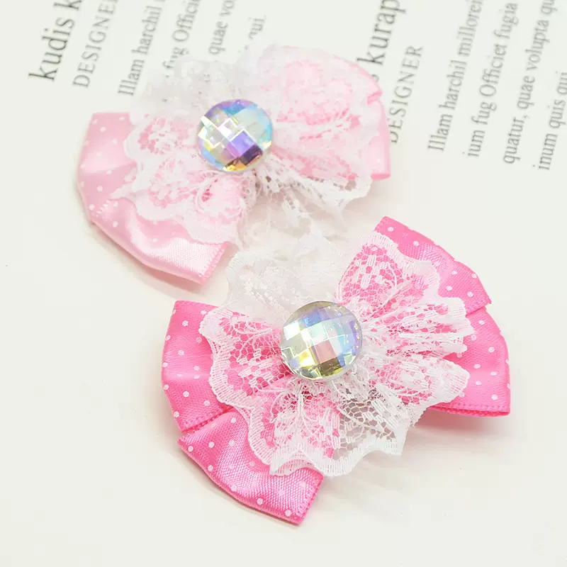 饰品发夹点点蝴蝶结发夹 花边儿童发夹 儿童边夹 时尚百搭发饰