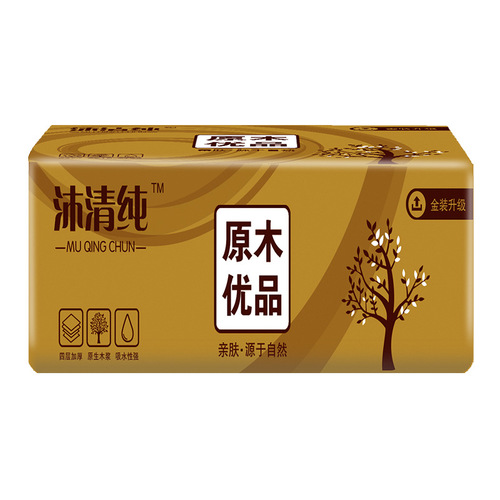 100 packs of economical household tissue paper made from natural wood pulp, four-layered thickened napkin towels for handkerchiefs