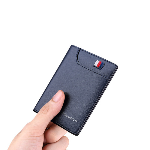 Emperor Paul card holder men's genuine leather ultra-thin card holder men's bank card bag first layer cowhide card bag anti-degaussing cross-border