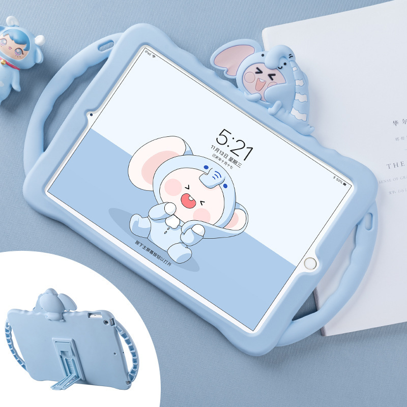 Suitable for 10.2 inch iPad silicone cartoon protective cover iPad5/6 silicone air4 cartoon flat protective cover