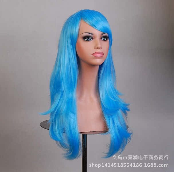 Al por mayor europeo y americano popular largo rizado color anime cos gradiente Harajuku peluca Cosplay pelo recto largo en stock image 4