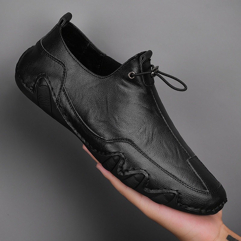 Giày sneaker nam da thật cỡ lớn, giày trắng mềm mũi tròn, gót thấp 1-3 cm — K2082 màu kaki, K2082 màu trắng, K2082 màu xám, K2082 màu đen