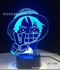 Cross -border hot sale of One Piece 3D Anime Night Lantern Luffy Luffy Led colorful touch remote control acrylic night lamp