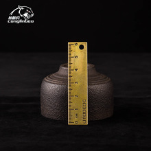 纯黄铜直尺子学生钥匙扣挂件挂饰幸运笑脸装饰品戒尺吊坠地摊货批