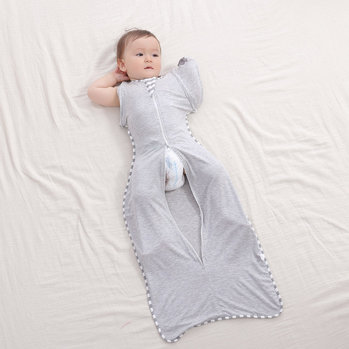 跨境防惊跳睡袋投降式竹纤维婴儿襁褓可拆袖儿童防踢被新生儿包巾