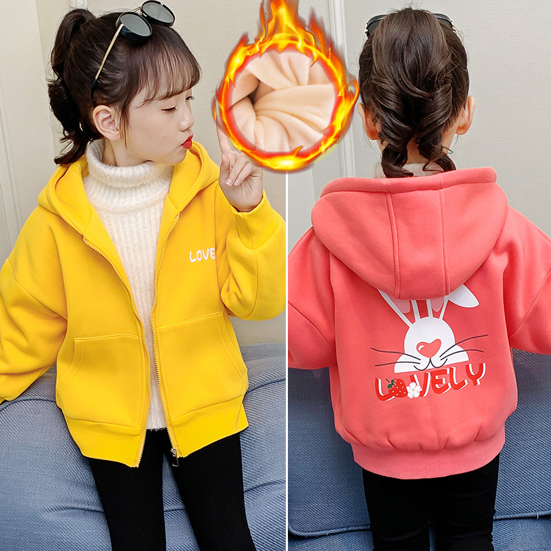 Children's Padded Jacket 2024 Spring and Autumn New Arrival Korean Style Fashion Thick Hooded Sweatshirt with Cartoon Design