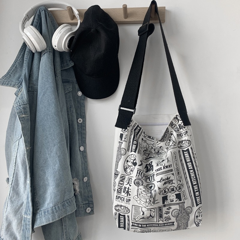 Otoño e Invierno engrosada de gran capacidad bolsa de lona femenina bolsa de hombro estudiante japonés ins todo partido campus crossbody bolsa grande moda