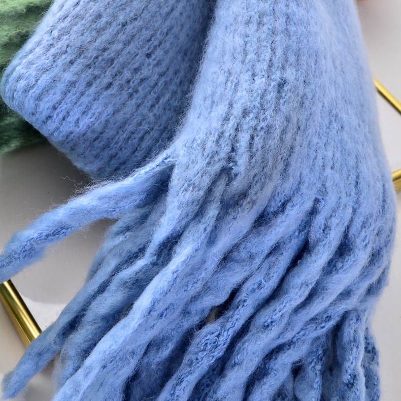 Otoño e invierno nuevo engrosado cálido alargado borla bufanda dama dinero PerA-como Cachemira color sólido gran borla bufanda