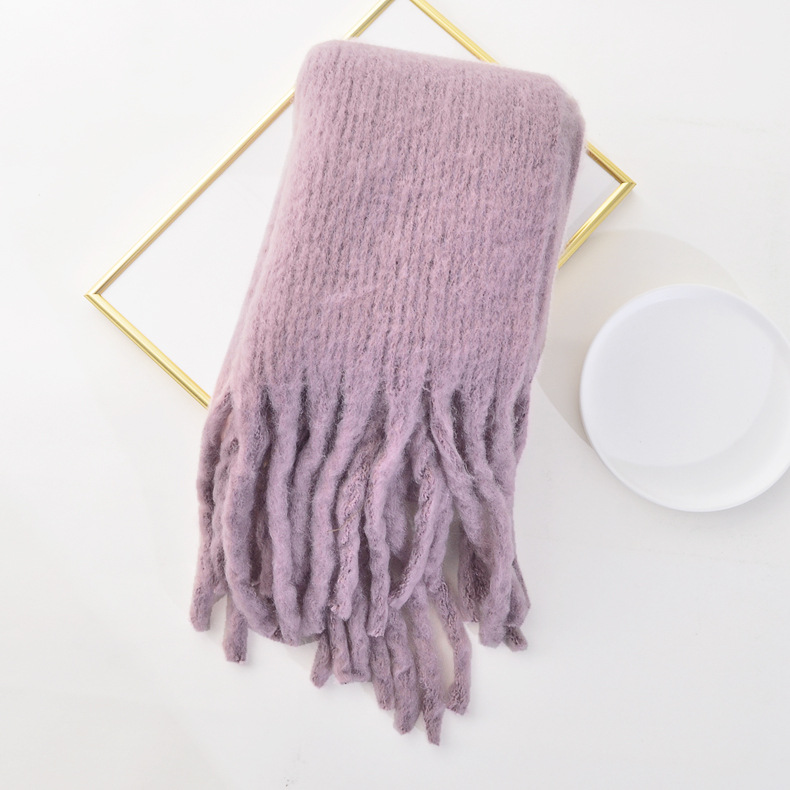 Otoño e invierno nuevo engrosado cálido alargado borla bufanda dama dinero PerA-como Cachemira color sólido gran borla bufanda