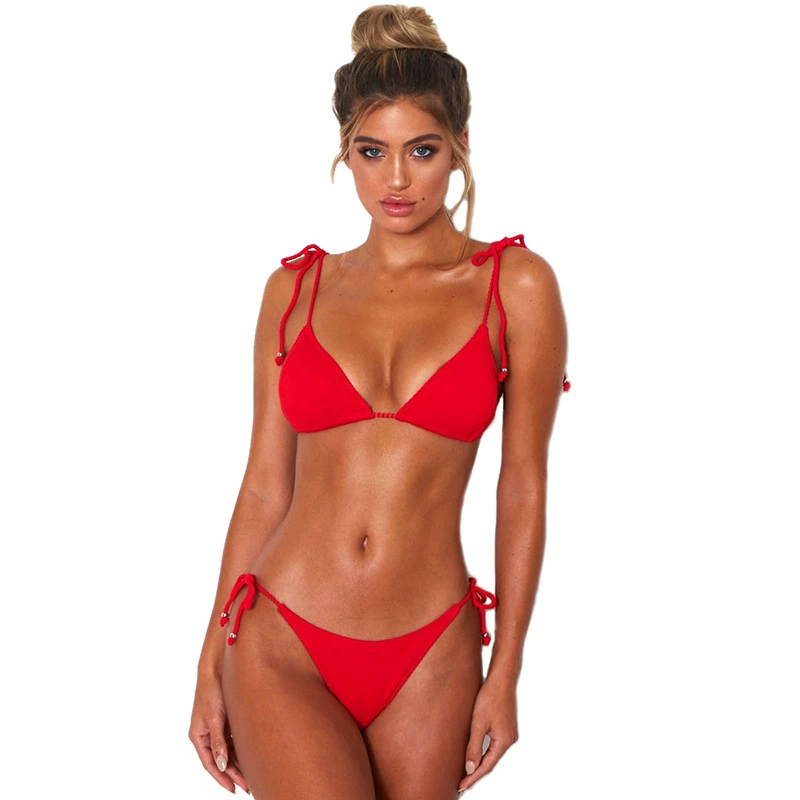 Split Bikini (Women's) Tie-Side Triangle, European Style, Multi-Color S–XL
