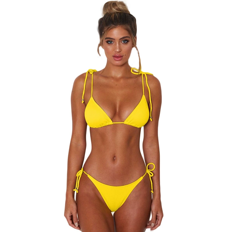 Split Bikini (Women's) Tie-Side Triangle, European Style, Multi-Color S–XL