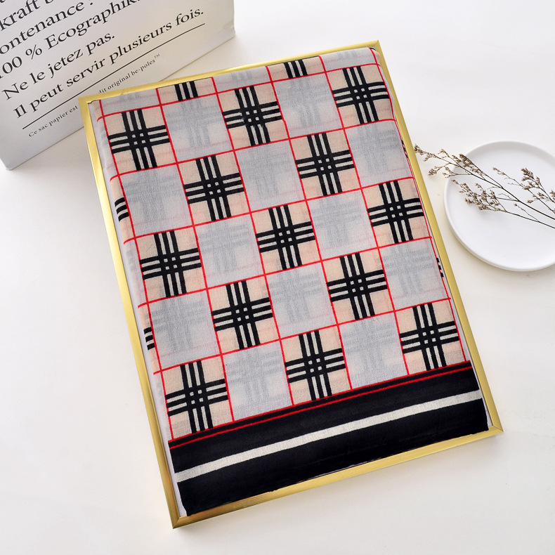 Otoño e Invierno nueva moda bufanda a cuadros algodón y lino se sienten bufanda larga Primavera y otoño viajes gran chal color a juego Toalla de playa