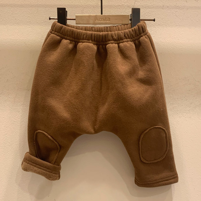Pantalones básicos con foro polar casual versátiles para bebés niños/niñas estilo coreano de internet para invierno, parche para bebés, gruesos, pantalones largos para usar como exterior image 3
