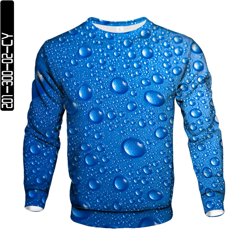 Cross-border direct foreign trade 2020 personalized new liquid beads 3D printing sweater casual men's and women's sweater versatile