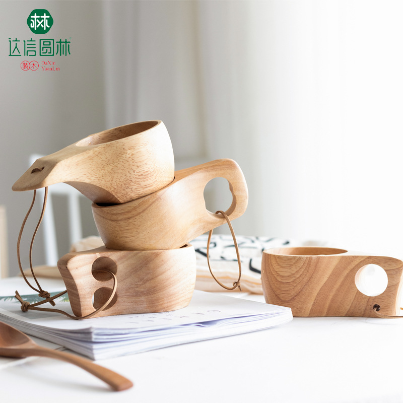 Daxin madera de caucho de bambú taza de leche taza de café taza de agua de madera natural Oficina taza portátil regalo japonés y coreano