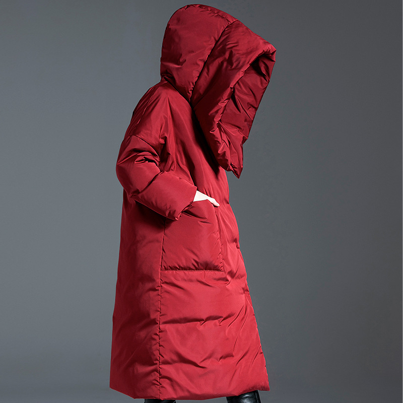 Quilt down Jacket Women's Mid-Length 2025 K-Style Black H-Shaped Hooded Over-The-Knee Thickeneded Duck down Jacket Winter Wear Quilt down Jacket Women's Mid-Length 2025 K-Style Black H-Shaped Hooded Over-The-Knee Thickeneded Duck down Jacket Winter Wear