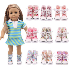2022 New 18-inch American Girl Doll High-Top Boots Toy Doll Accessory High-Top Canvas Shoes Wholesale
