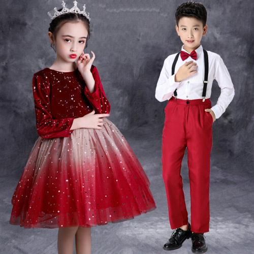 Children's choir performance costumes, primary and secondary school choir outfits, team recitation host stage performance costumes, princess dresses