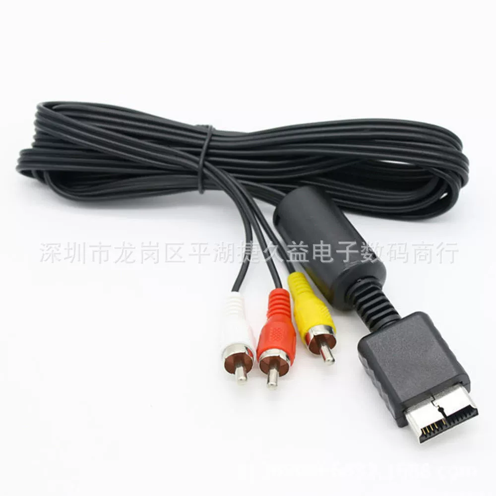 Кабель AV для PS2/PS3, 1.8 м, Композитный RCA-кабель (Жёлтый/Красный/Белый), Чёрная упаковка