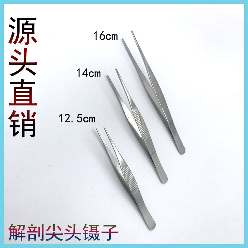 不锈钢解剖镊子直细尖头镊子辅料镊工具镊燕窝挑毛镊