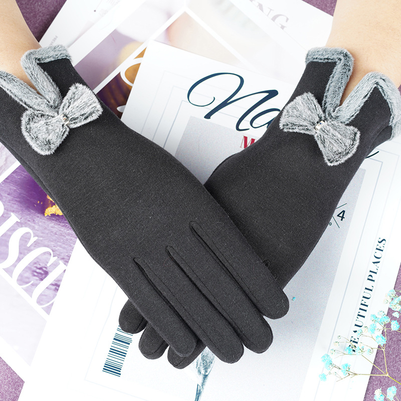 Guantes cálidos de otoño e invierno para mujer con forro polar engrosado a prueba de frío al aire libre sin invertir Guantes de pantalla táctil de terciopelo