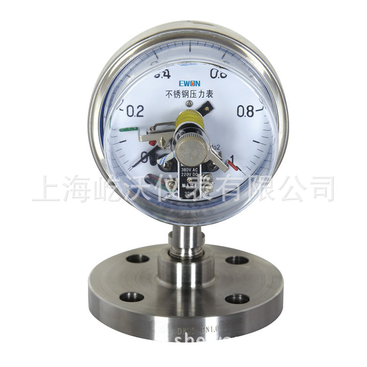 不锈钢电接点隔膜压力表  法兰式 YXC-100H/MF 1.0MPA 亮壳DN25