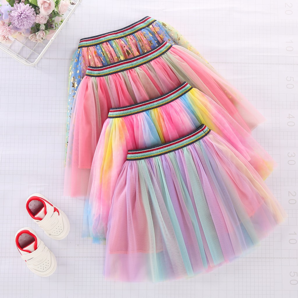 New children's skirt, rainbow half skirt, versatile, lace ballgown skirt for birthday princess dress, performance dance skirt, waist skirt
